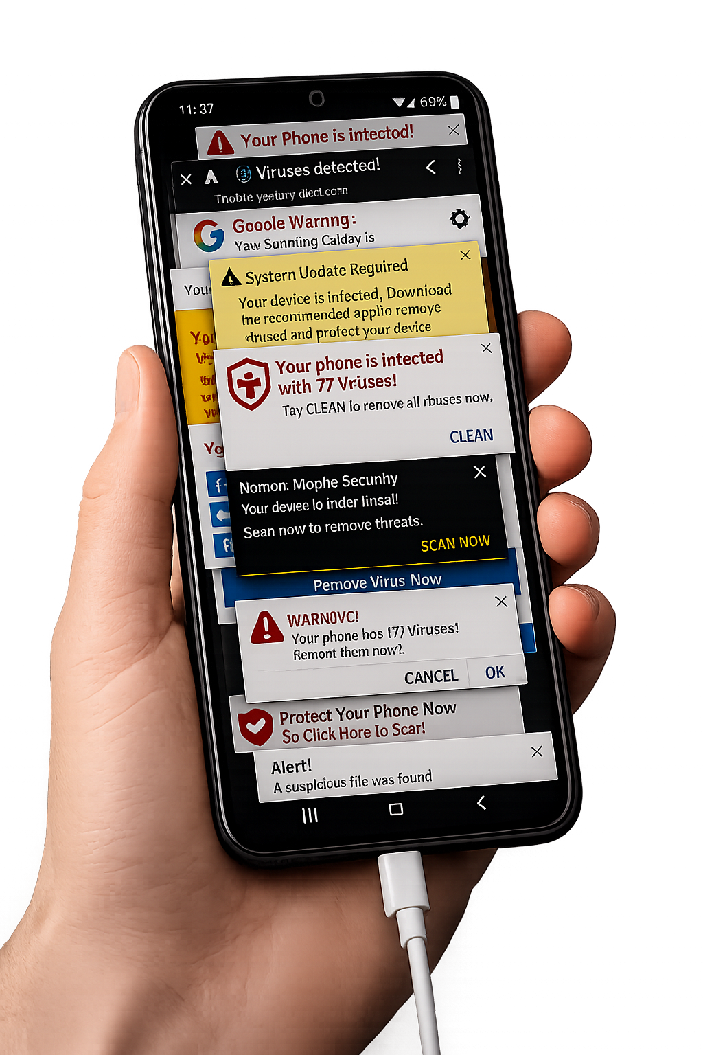 Smartphone malware and virus removal security service