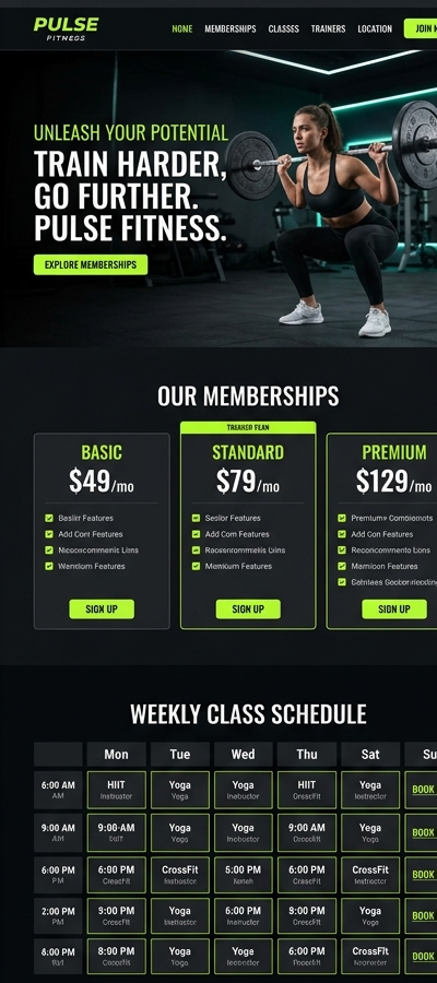 Fitness gym website