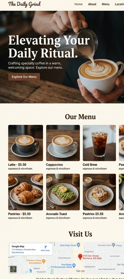 Coffee shop website