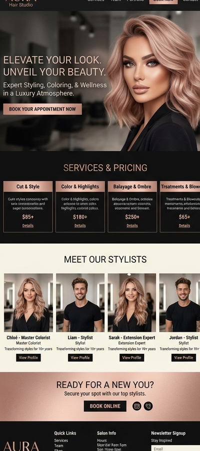 Hair salon website