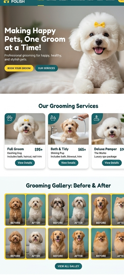 Pet grooming website