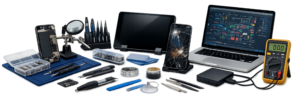 Professional computer repair technician workbench